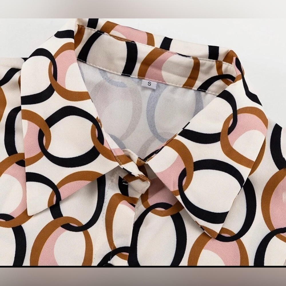 Elegant Loose Fit Long Sleeve Two-Piece Blouse & Trouser Pants Cord Set - Picture 8 of 16